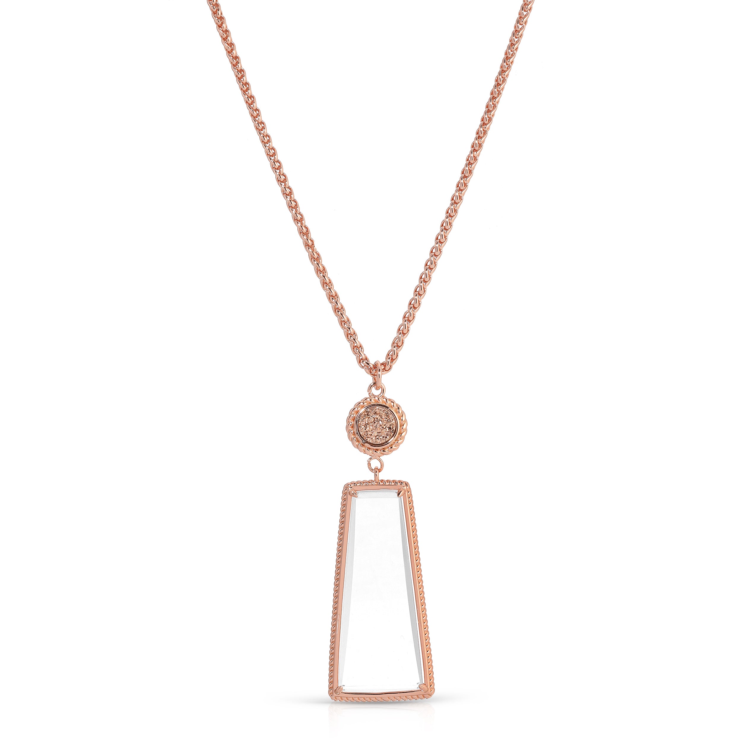 Ophelia Rose Gold Druzy - Magnifier Pendant Necklace