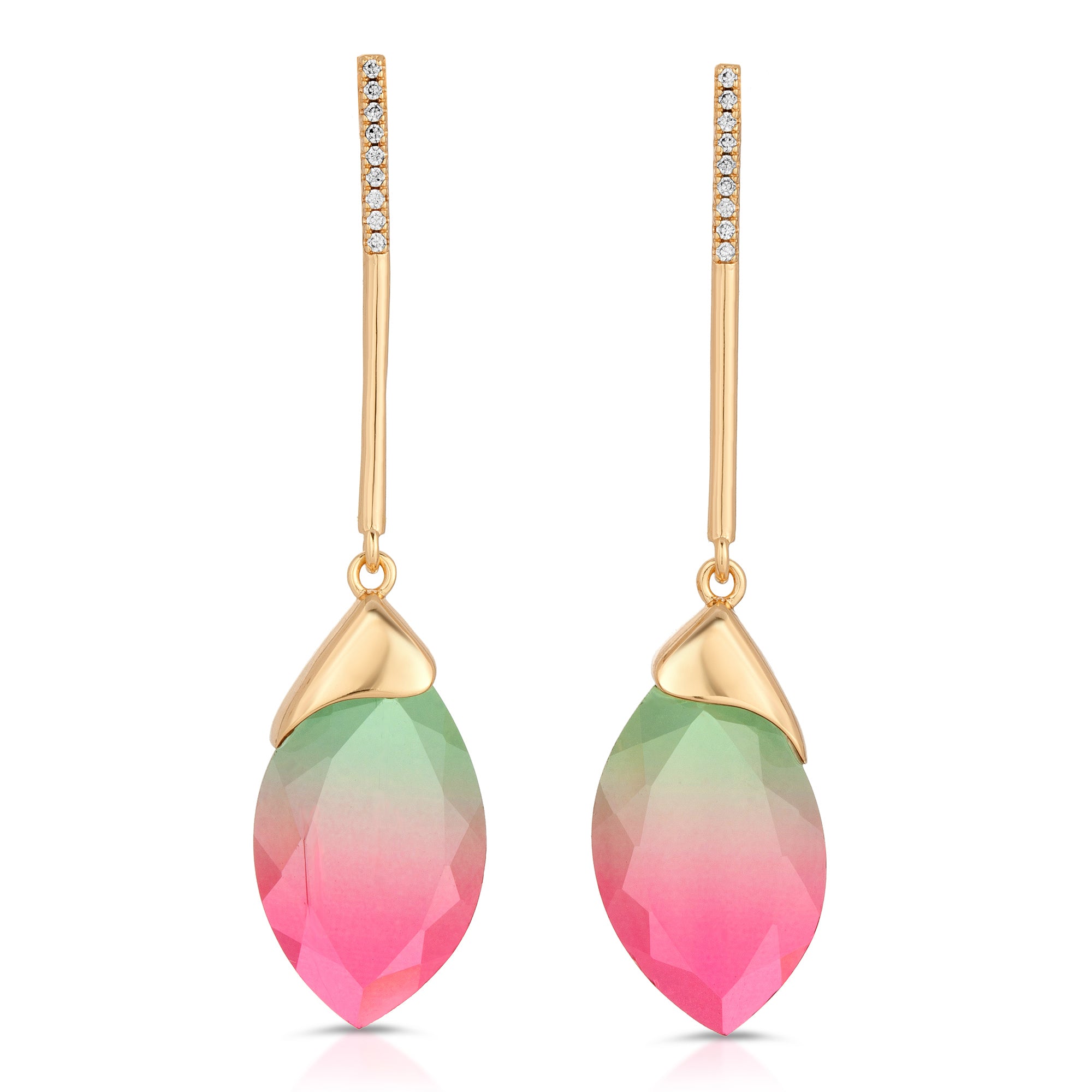 Delilah Gold Watermelon Quartz Earrings