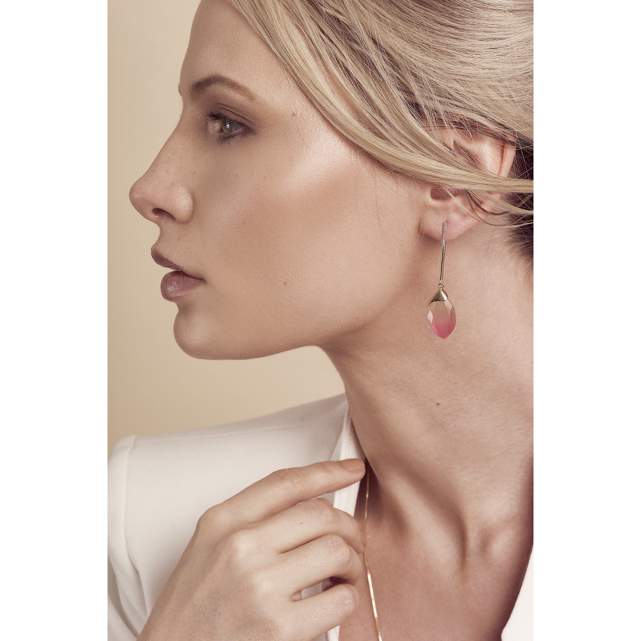 Delilah Gold Watermelon Quartz Earrings