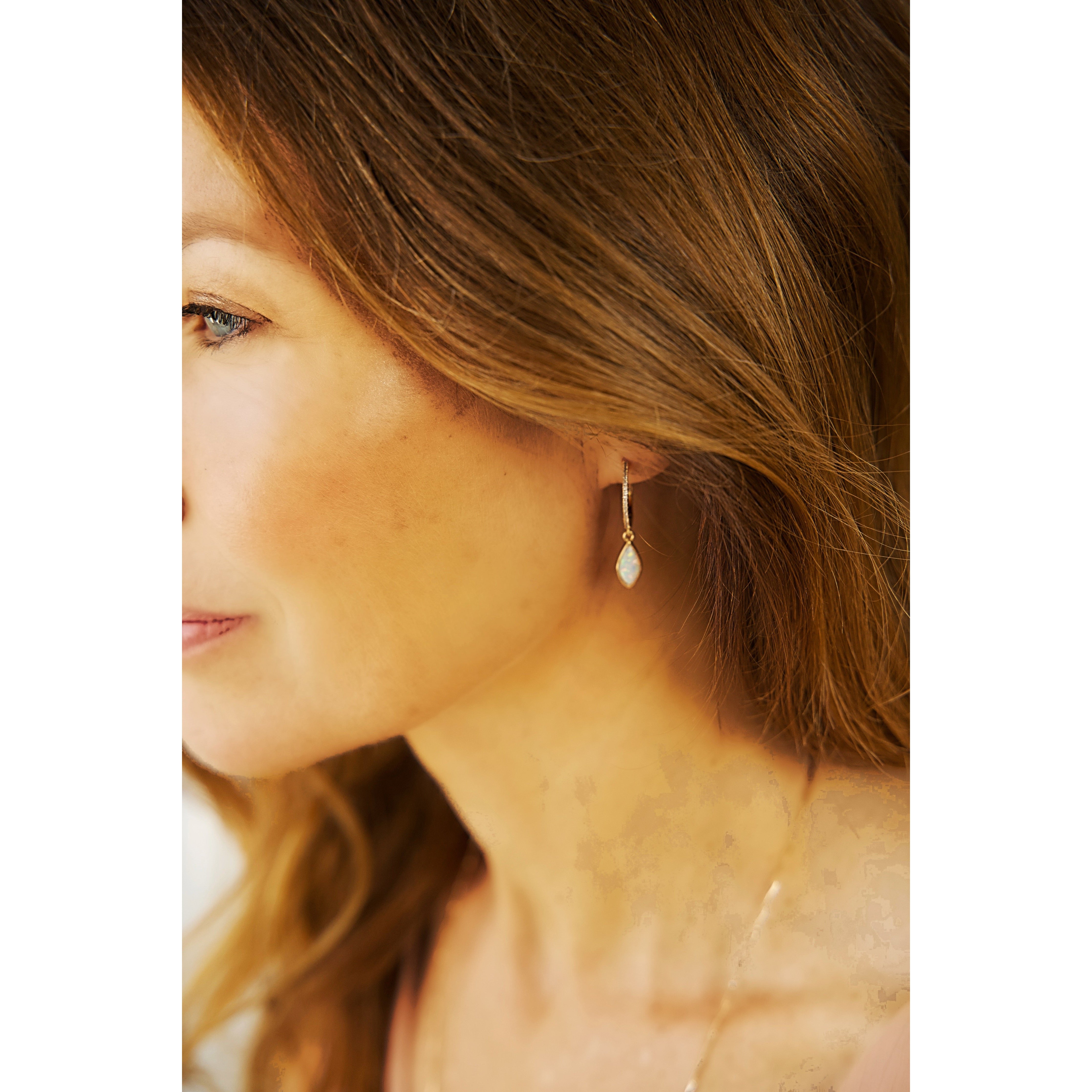 Lola Gold White Opal Earrings