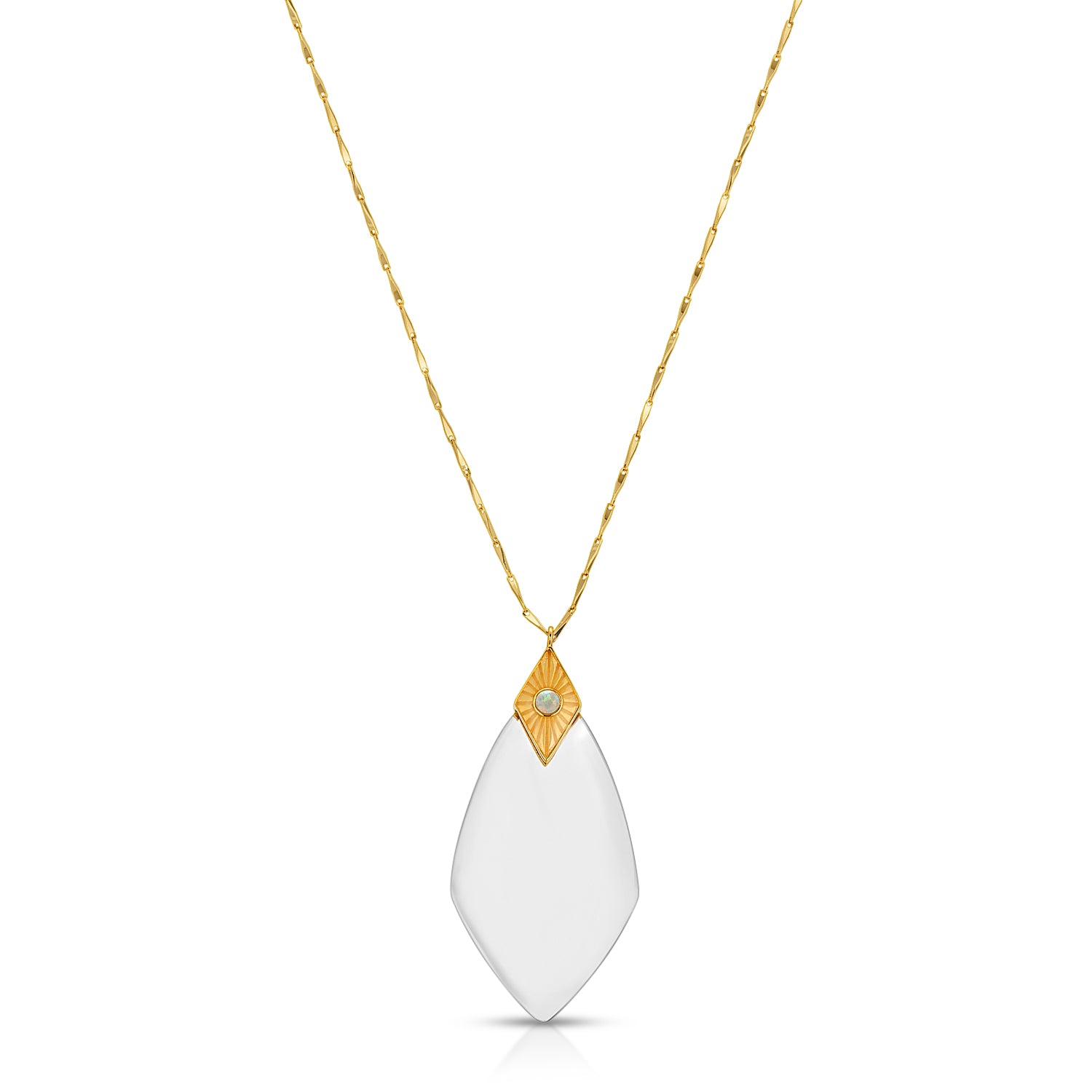 Maya Gold White Opal - Magnifier Pendant Necklace