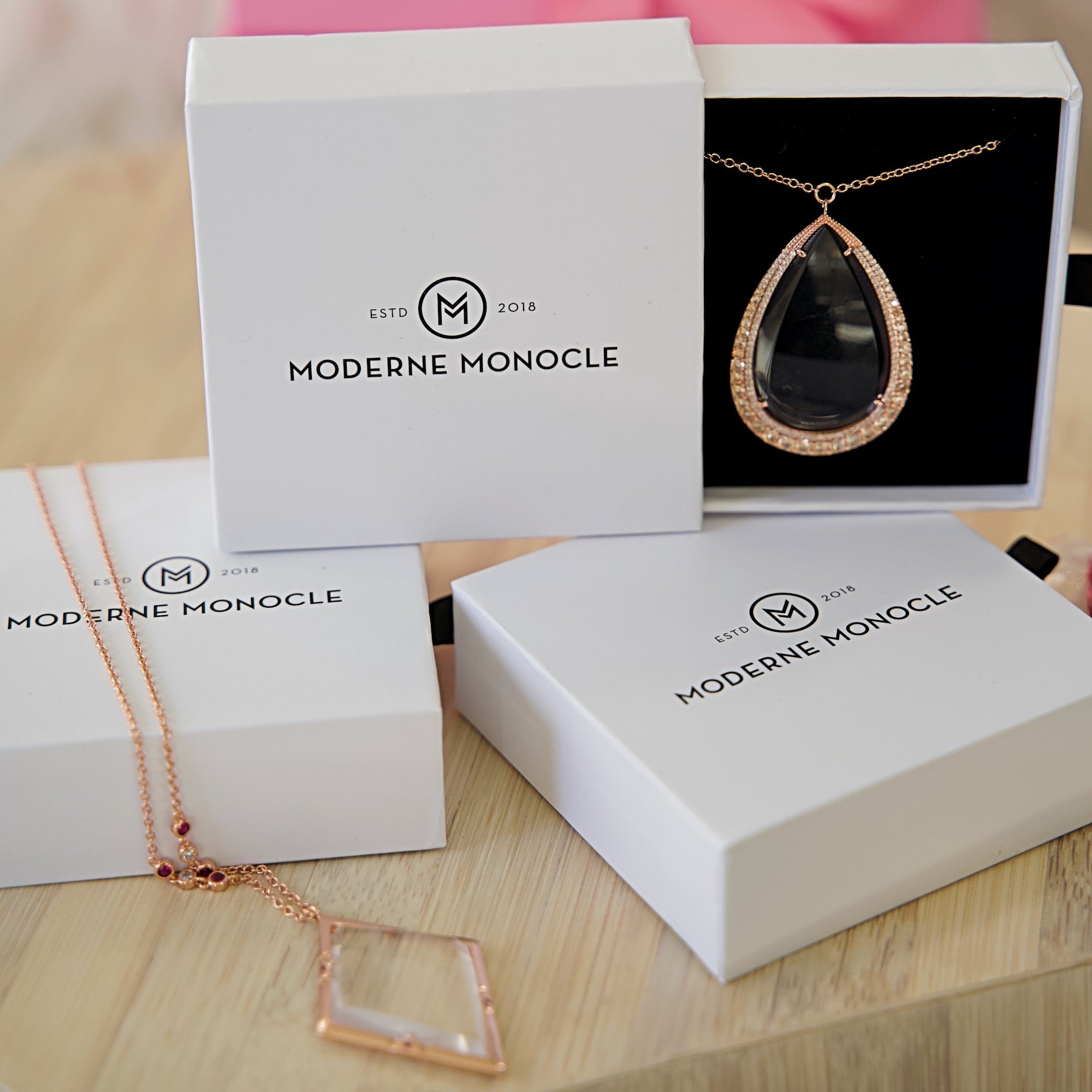 Emmeline Gold Monocle with Cleo Gold Moonstone Earrings