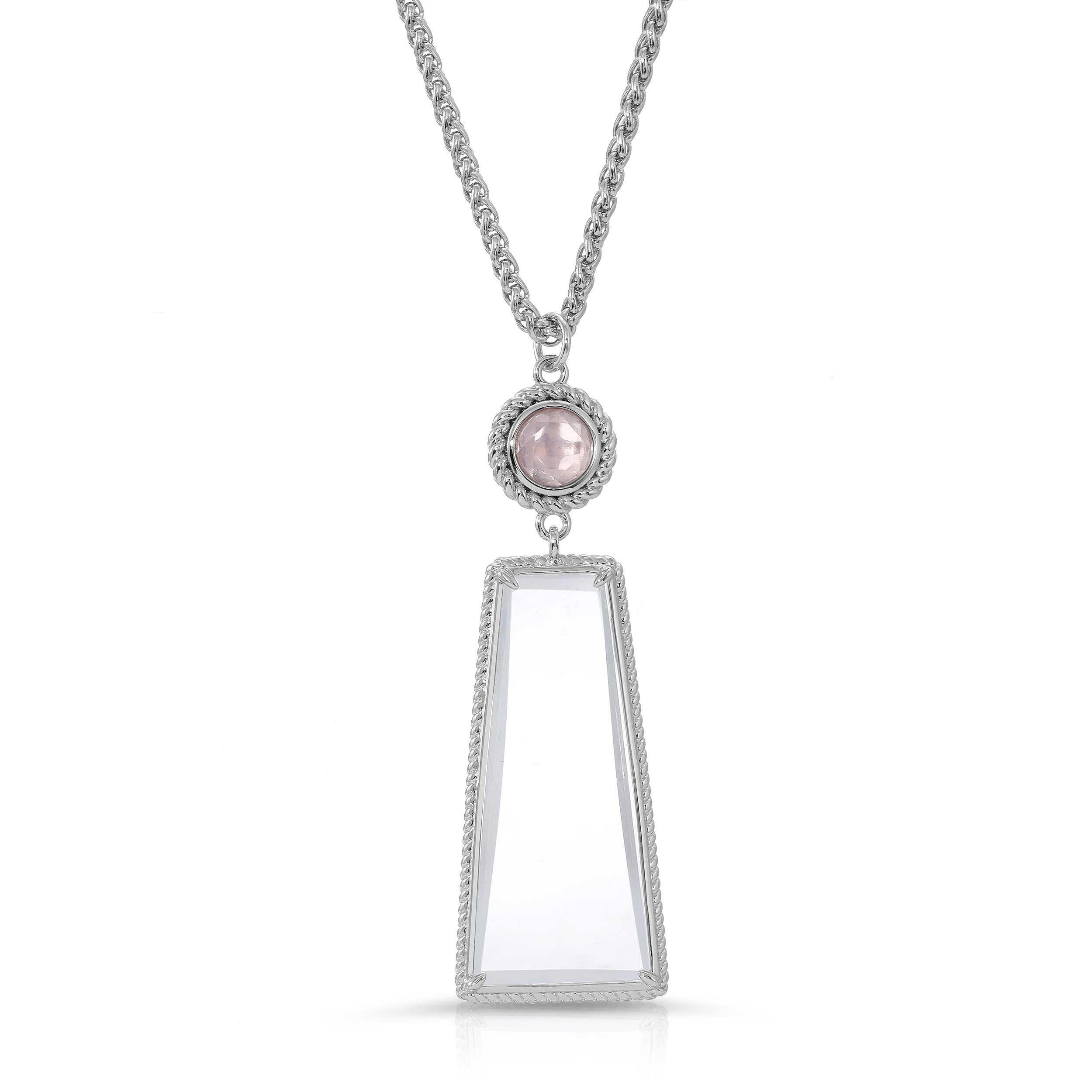Ophelia Silver- Rose Quartz- Magnifier Pendant Necklace