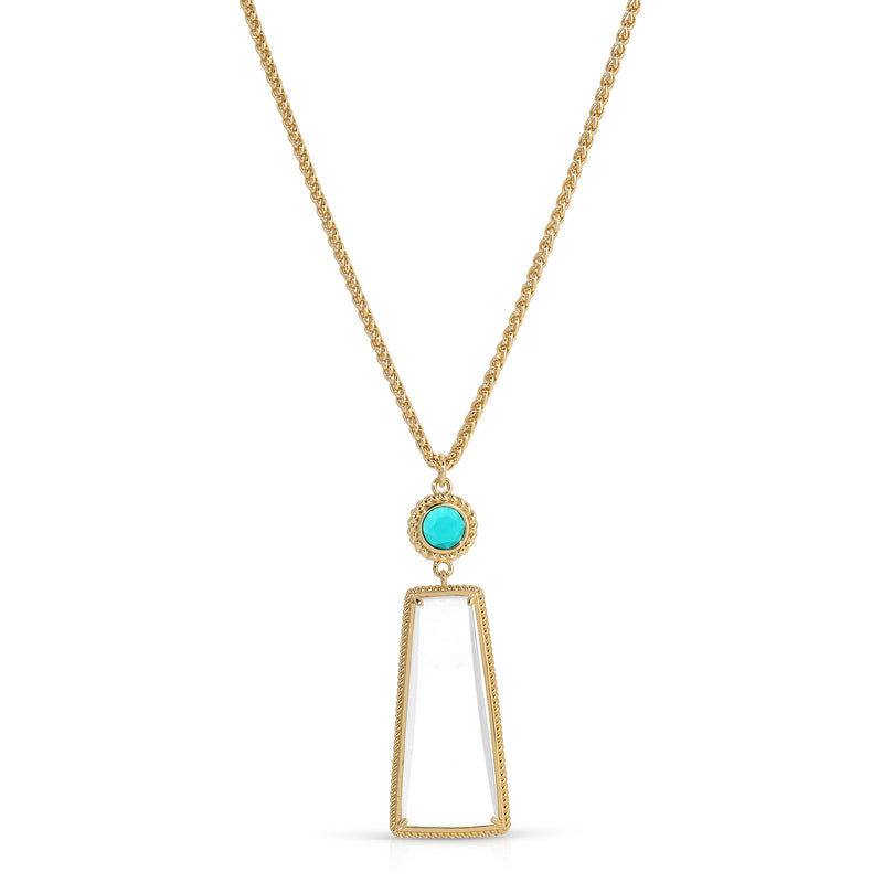 Ophelia Gold Turquoise  - Magnifier Pendant Necklace