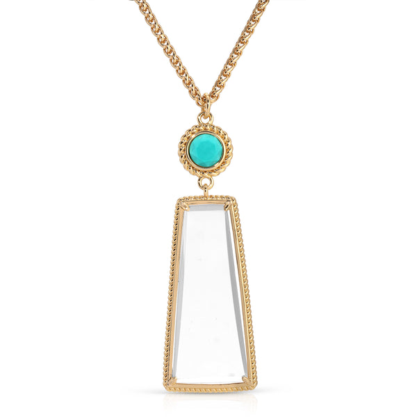 Ophelia Gold Turquoise  - Magnifier Pendant Necklace