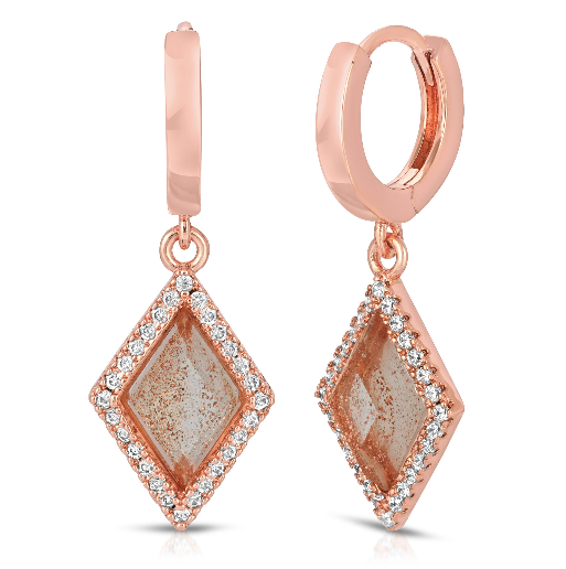 Anjale Rose Gold Diamond Pendant with Cleo Rose Gold Diamond Earrings