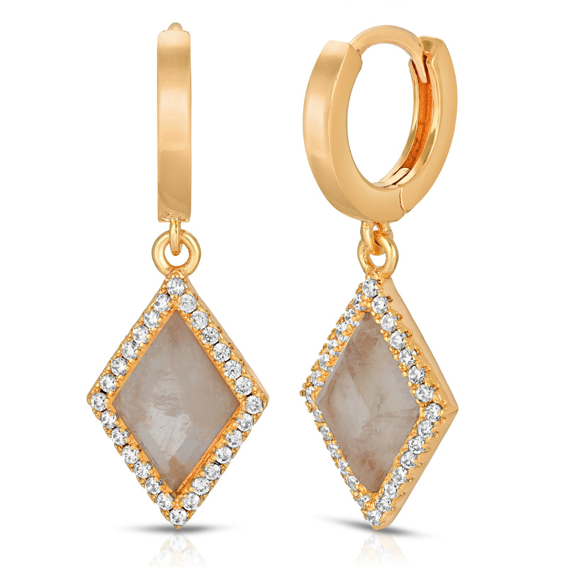 Emmeline Gold Monocle with Cleo Gold Moonstone Earrings