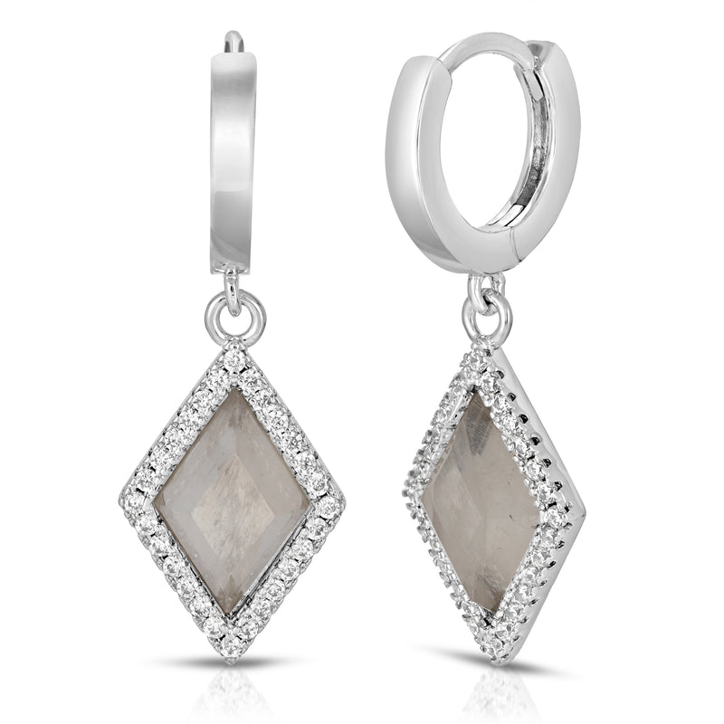 Emmeline Silver Monocle with Cleo Silver Moonstone Earrings
