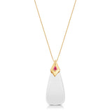 Magnifier pendant necklace with blush colored CZ