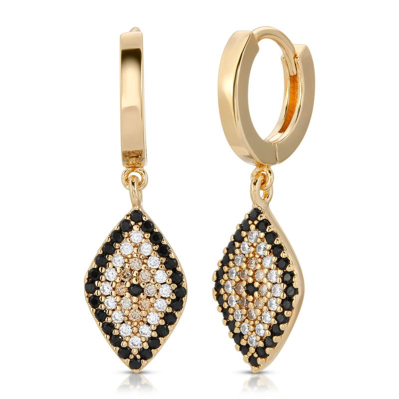 Jeziree Gold Monocle and Cleo Gold Evil Eye Earrings