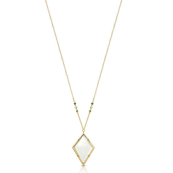 Emmeline Gold Emerald - Magnifier Pendant Necklace