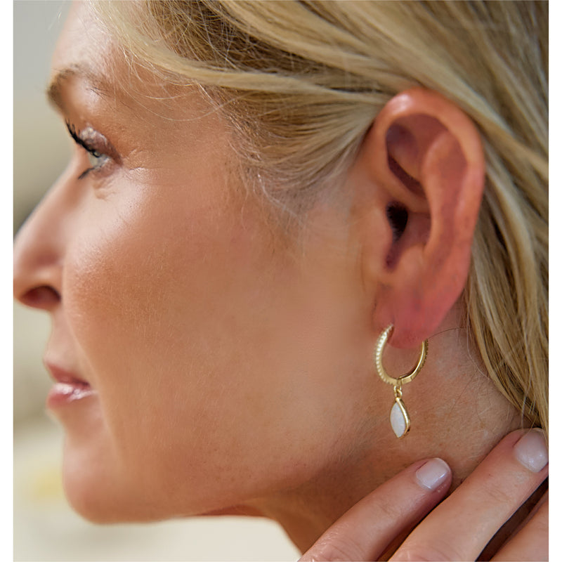 Maya Gold White Opal Monocle with Lola Gold White Opal Earrings
