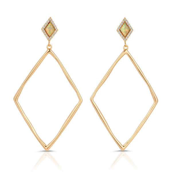 Indigo Gold White Opal Earrings