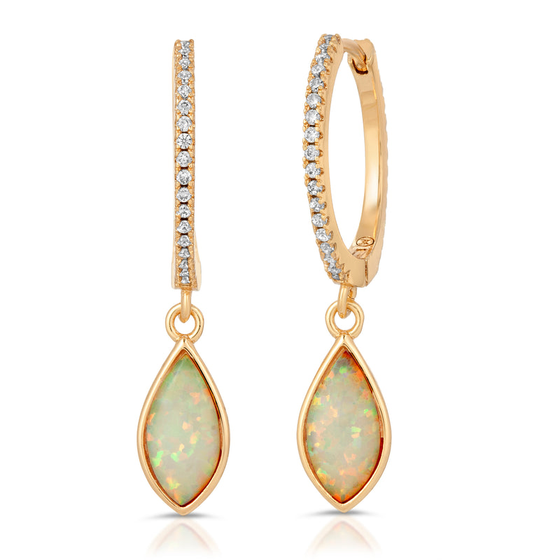 Maya Gold White Opal Monocle with Lola Gold White Opal Earrings