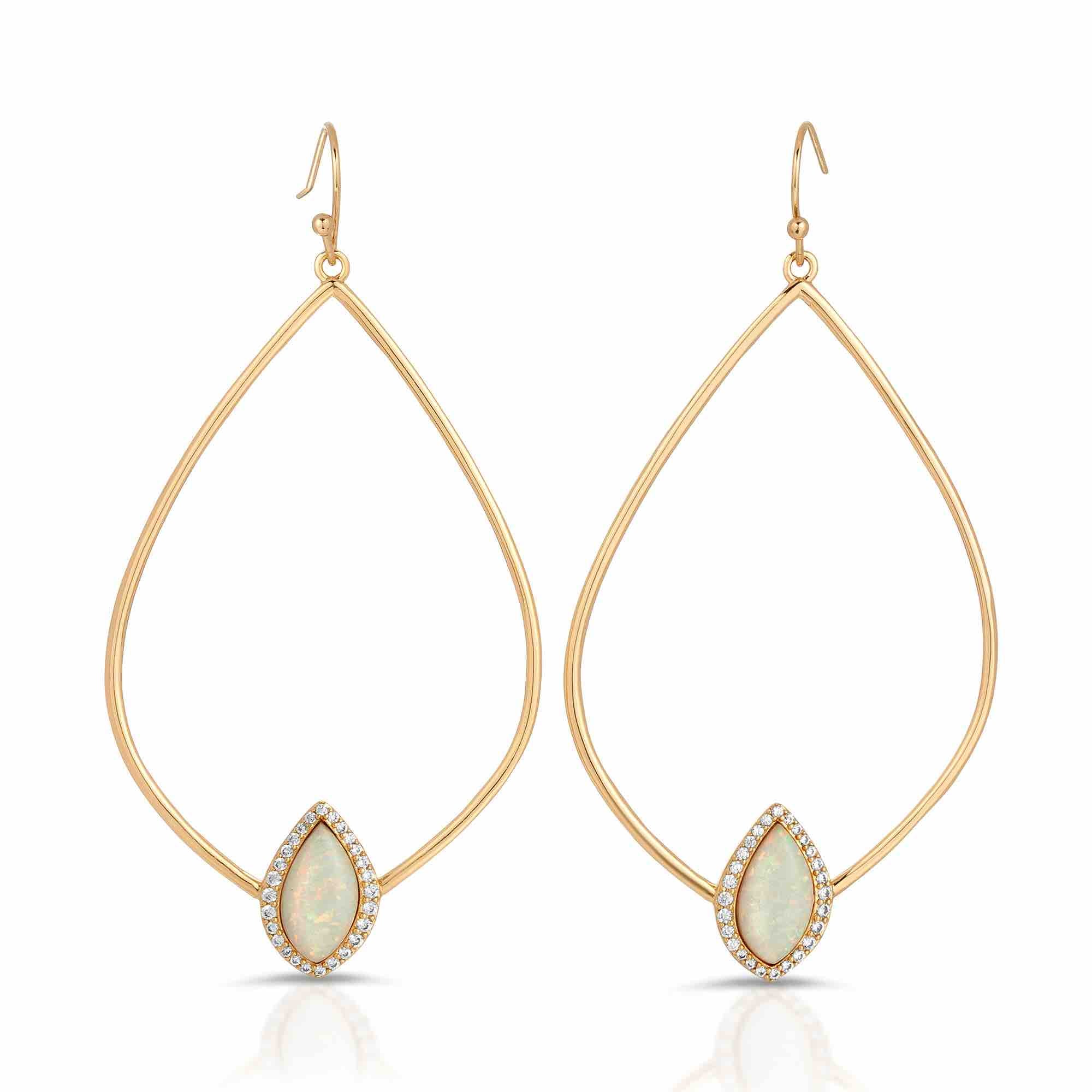 Tempest Gold White Opal Earrings