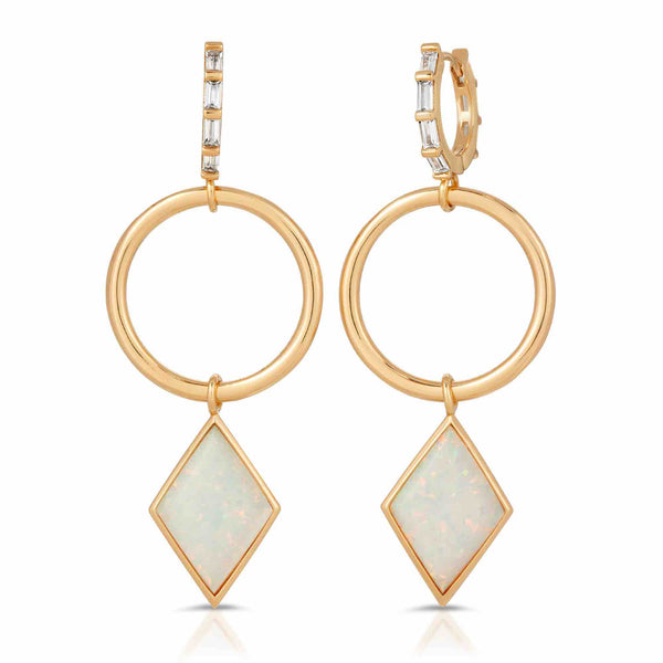 Trinity Gold White Opal Earrings