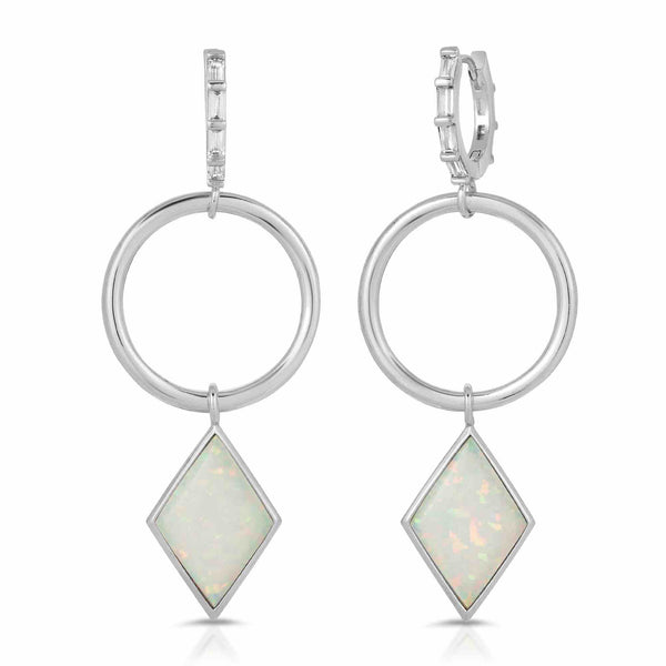 Trinity Silver White Opal Earrings