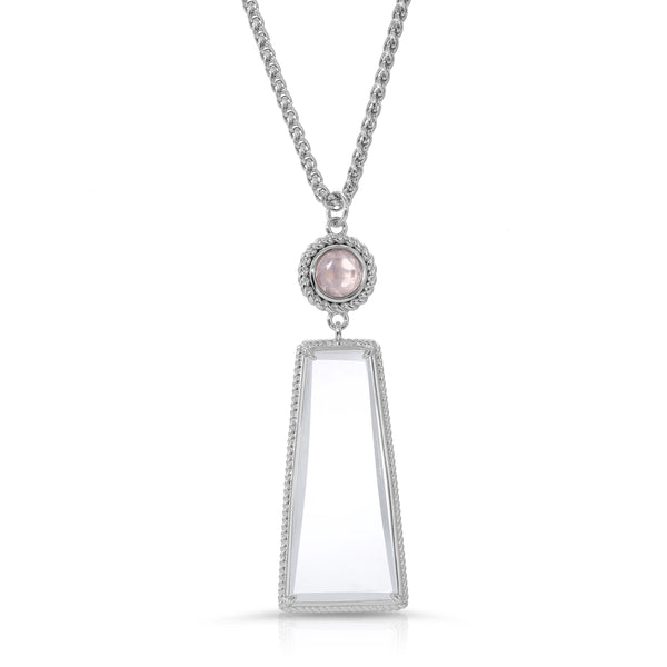 Ophelia Silver- Rose Quartz- Magnifier Pendant Necklace